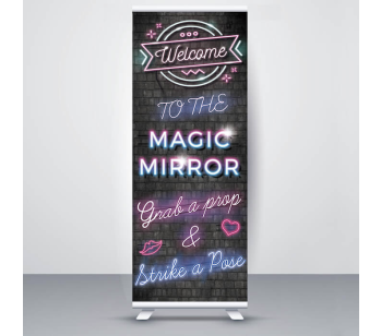 Dark Brick Wall Neon Lights Style ‘Magic Mirror’ Roller Banner