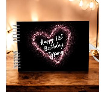 Personalised Dark Pink Minimalistic Elegant Glitter Guest Book with Different Page Options