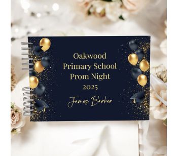 Personalised Chic Deep Blue & Gold Festive Guest Book with Different Page Options