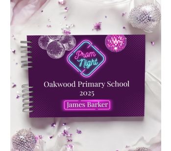 Personalised Purple and Blue Neon Prom Night Guest Book with Different Page Options