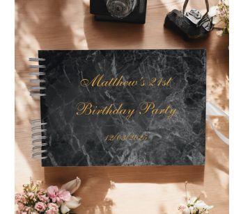 Personalised Black Marble Detail Guestbook with Different Page Options