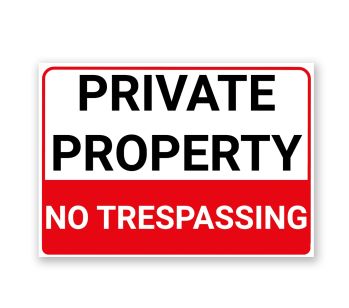 'PRIVATE PROPERTY NO TRESPASSING' Warning sign. . Tough, Durable And Rust-Proof Weatherproof PVC Sign For Outdoor Use, 210MMX 148MM. NO 037