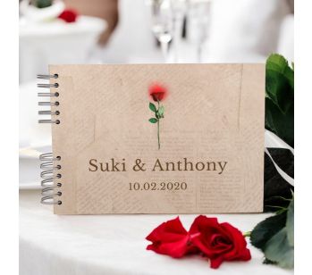 Personalised Beige Vintage Novel Wedding Guest Book with Different Page Options