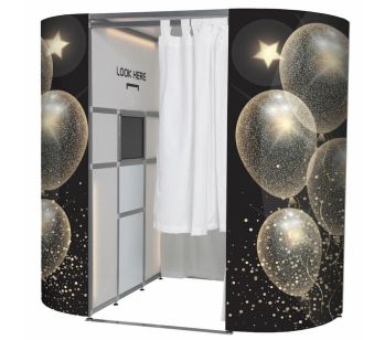 Black And Gold Celebration Balloon Design Photo Booth Panel Skins