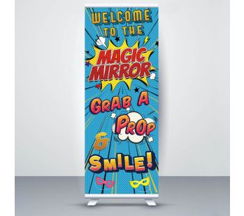 Blue Pop Art Comic ‘Magic Mirror’ Roller Banner

