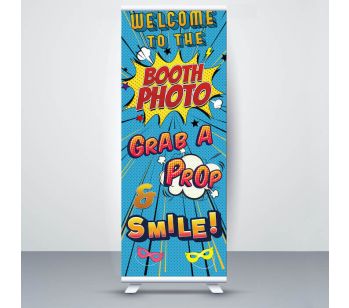 Blue Pop Art Comic ‘Photo Booth’ Roller Banner