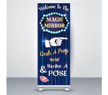 Blue Showbiz Glitzy Curtain ‘Magic Mirror’ Roller Banner
