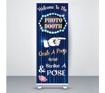 Blue Showbiz Glitzy Curtain ‘Photo Booth’ Roller Banner