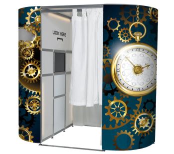 Blue Steampunk Style Clocks Photo Booth Panel Skins