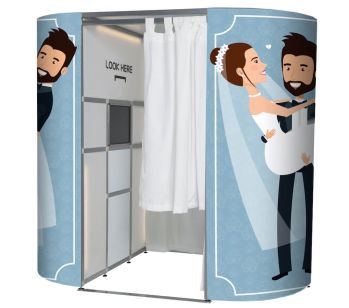 Blue Panels Wedding Couple  Photo Booth Skins