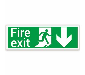 fire exit safety sign below