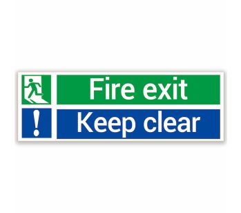 fire exit and keep clear saftey sign