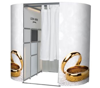 Glitzy Gold Wedding Rings Photo Booth Panels Skins