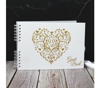 Good Size Gold Heart Guestbook With 6x2 Printed Pages