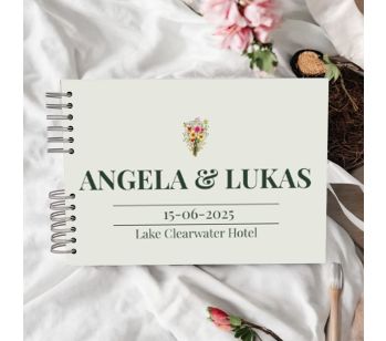 Personalised Light Green Watercolour Floral Wedding Guest Book with Different Page Options