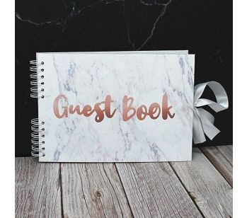 Good Size Marble Guestbook With Copper ‘Guest Book’ Message With 6x2 Printed Pages