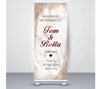 Personalized Marble Design Wedding Photobooth Roller Banner