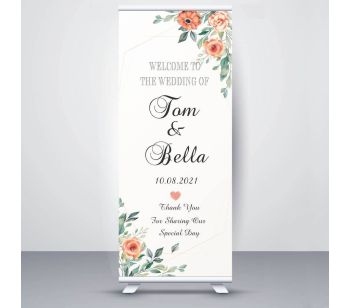 Personalised Floral Design Wedding Roller Banner