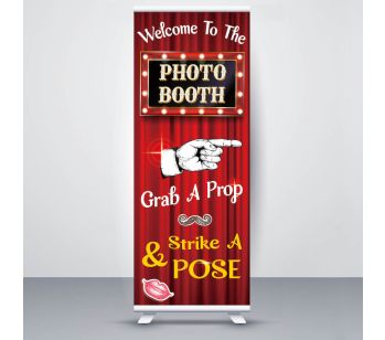 Pretty Glitzy Sand With Gold Rings ‘Wedding Booth’ Roller Banner