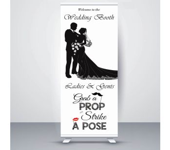 White Bride & Groom Wedding Booth Roller Banner