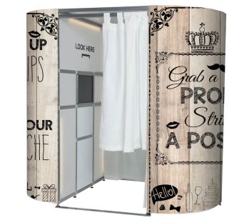 Light Wood With Vintage Illustrations Photo Booth Panel Skins