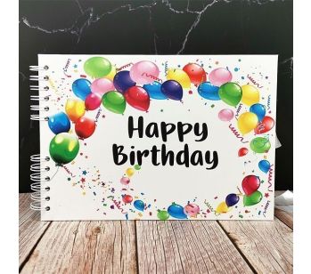Good Size Colorful Balloons Happy Birthday Guestbook With 6x4 Printed Pages
