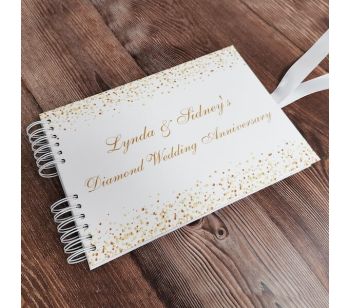 Personalised White & Gold Glitter Ombre Guestbook with Different Page Style Options